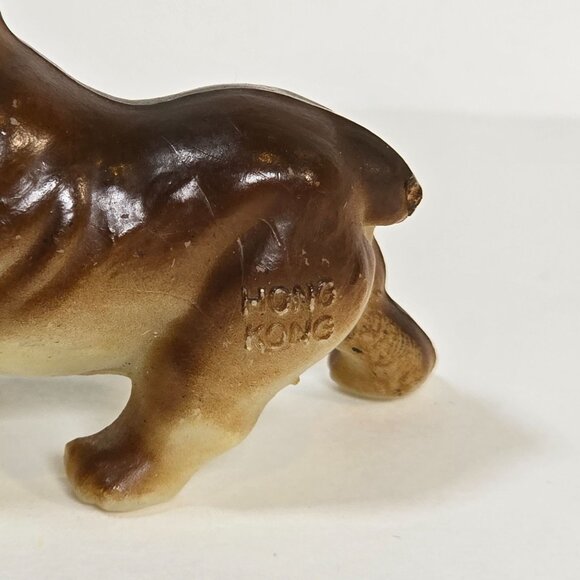 Vintage Bulldog Figurine Brown Cream Hong Kong Collectible Dog Miniature Resin - Picture 4 of 8